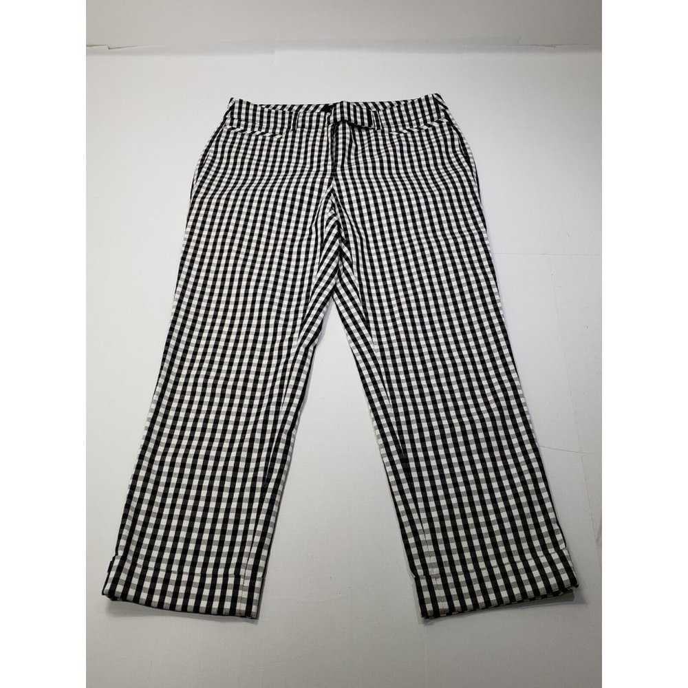 White House Black Market Black and White Gingham Cropped Pants